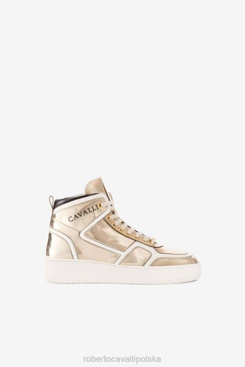 obuwie d1555 6D0R484 kobiety Roberto Cavalli lustrzane trampki w kształcie węża