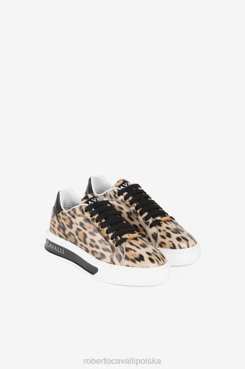 obuwie d2400 6D0R465 kobiety Roberto Cavalli Trampki w kształcie lustrzanego węża we wzór jaguara