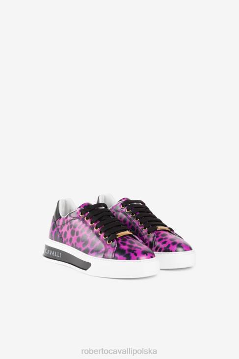 obuwie d2463 6D0R461 kobiety Roberto Cavalli Trampki w kształcie lustrzanego węża z nadrukiem murena