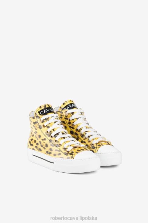 obuwie d2642 6D0R462 kobiety Roberto Cavalli Wysokie trampki z nadrukiem jaguara