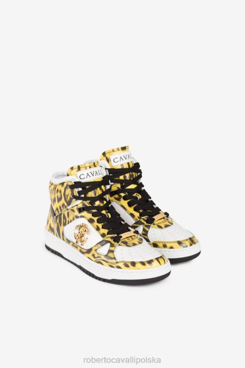 obuwie d2642 6D0R463 kobiety Roberto Cavalli Wysokie trampki z nadrukiem jaguara