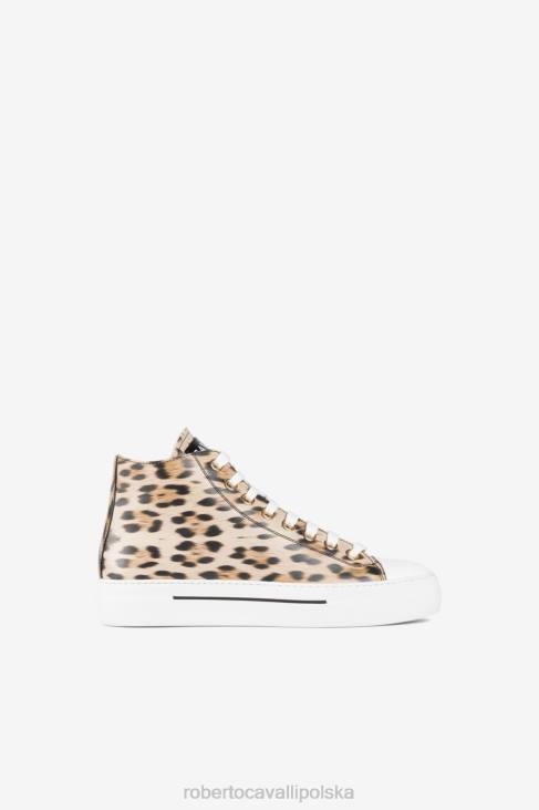 obuwie d2642 6D0R463 kobiety Roberto Cavalli Wysokie trampki z nadrukiem jaguara