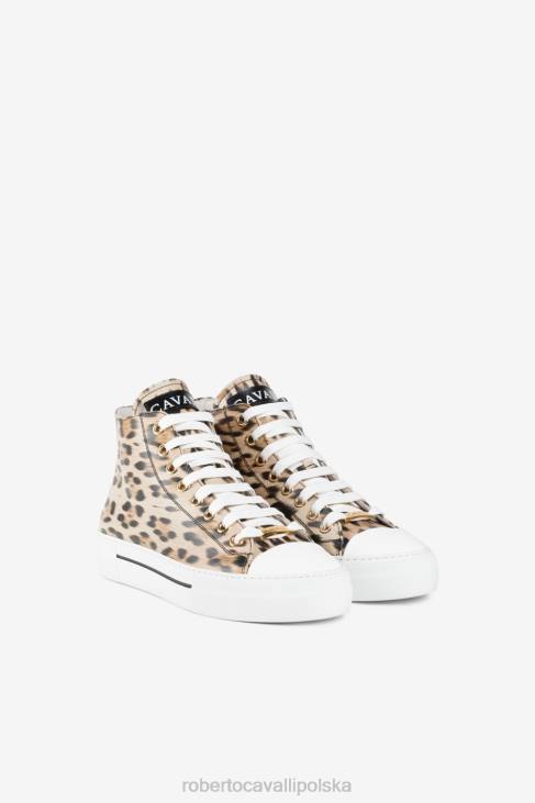 obuwie d2664 6D0R464 kobiety Roberto Cavalli Wysokie trampki z nadrukiem jaguara