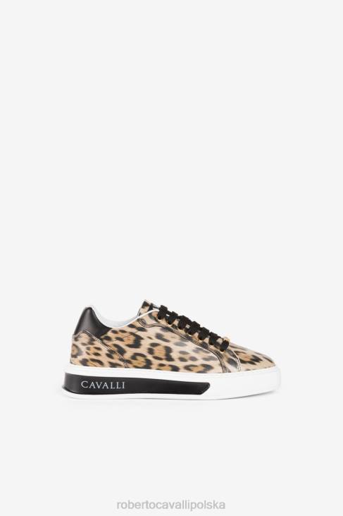 obuwie d2664 6D0R464 kobiety Roberto Cavalli Wysokie trampki z nadrukiem jaguara