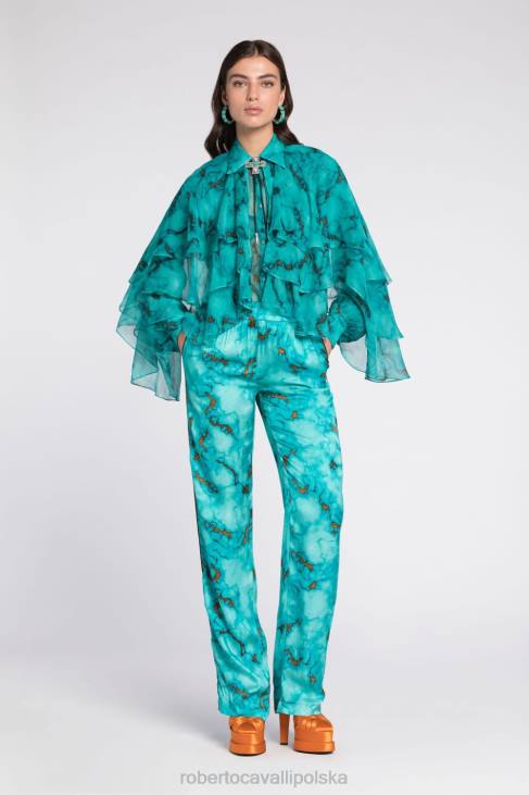odzież 2038 6D0R135 kobiety Roberto Cavalli marszczona jedwabna bluzka
