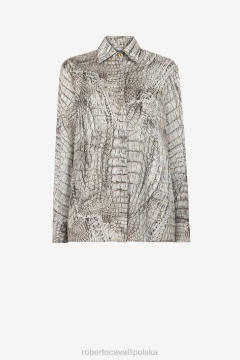 odzież elegancki 6D0R175 kobiety Roberto Cavalli Koszula z długim rękawem i nadrukiem krokodyla