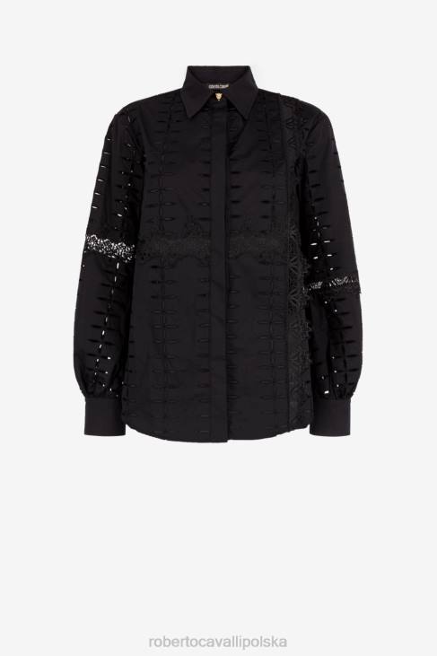 odzież gorący 6D0R181 kobiety Roberto Cavalli wycięta, haftowana koszula