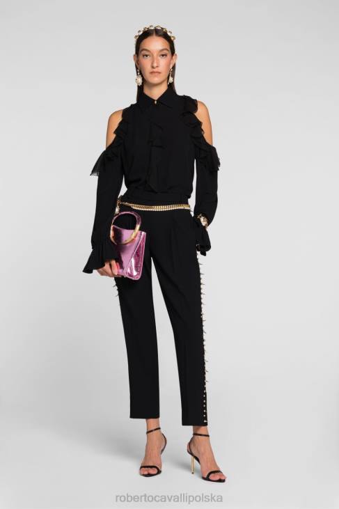 odzież gorący 6D0R181 kobiety Roberto Cavalli wycięta, haftowana koszula