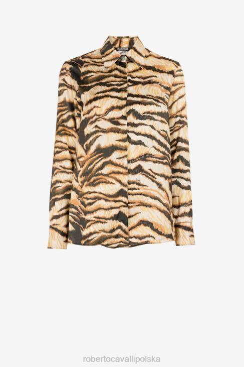 odzież moda 6D0R151 kobiety Roberto Cavalli koszula z nadrukiem wolności