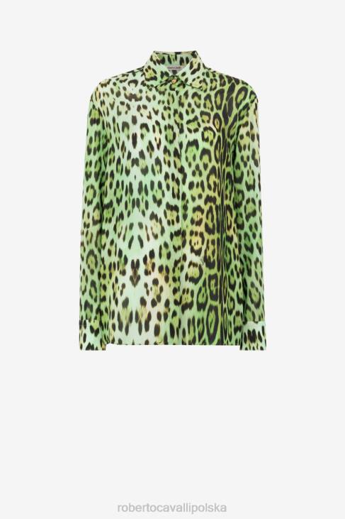 odzież moda 6D0R173 kobiety Roberto Cavalli koszula z długim rękawem w panterkę