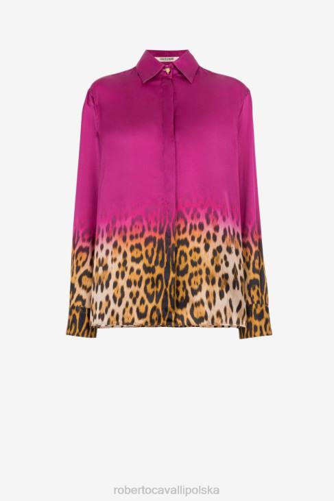 odzież moda 6D0R174 kobiety Roberto Cavalli koszula z nadrukiem jaguara