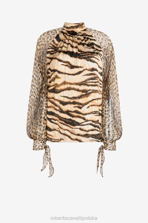odzież naturalny 6D0R141 kobiety Roberto Cavalli koszula w zwierzęcy print