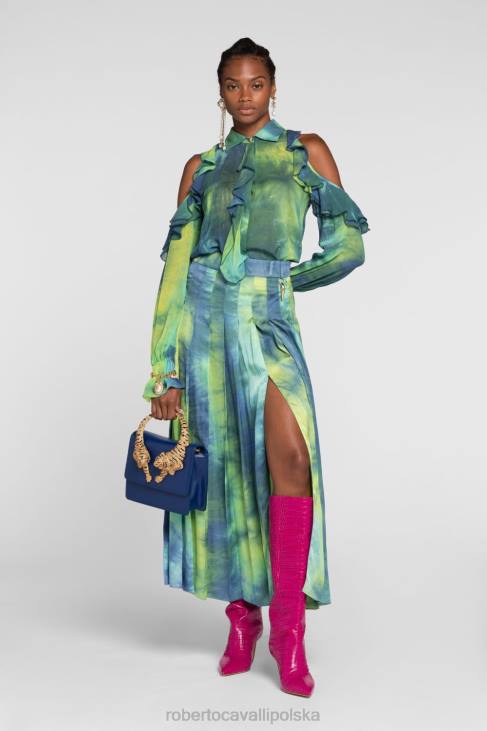 odzież wdzięczny 6D0R168 kobiety Roberto Cavalli Jedwabna bluzka w panterkę