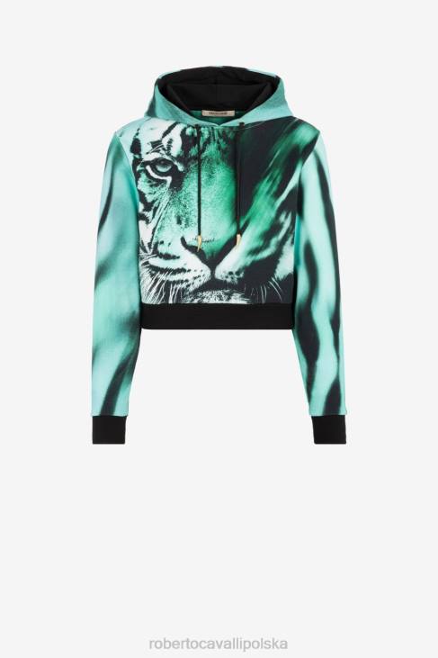 odzież basen 6D0R308 kobiety Roberto Cavalli Bawełniana bluza z nadrukiem tygrysa