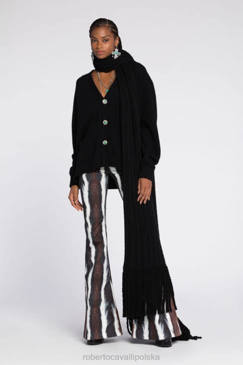 odzież czarny 6D0R315 kobiety Roberto Cavalli Bawełniana bluza z kapturem z motywem węża i biżuterii