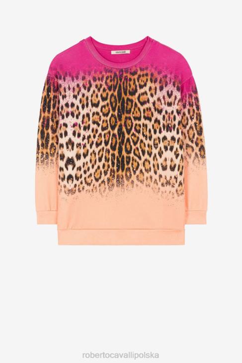 odzież gorący 6D0R302 kobiety Roberto Cavalli Bawełniana bluza z nadrukiem jaguara