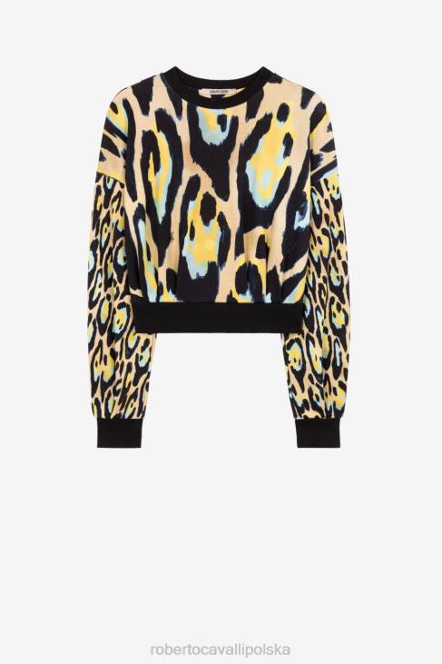 odzież gorący 6D0R304 kobiety Roberto Cavalli Krótka bluza ze zwierzęcym nadrukiem