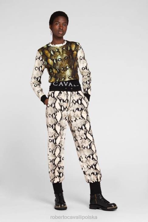 odzież moda 6D0R311 kobiety Roberto Cavalli Bawełniana bluza z kapturem z nadrukiem pytona i ocelota