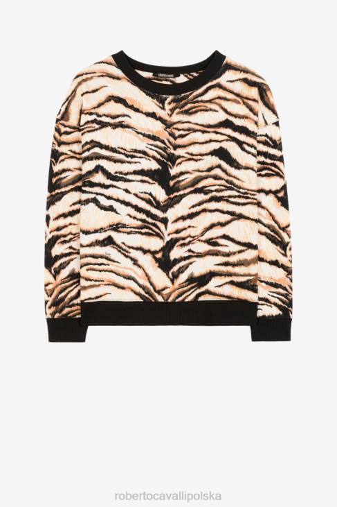 odzież naturalny 6D0R296 kobiety Roberto Cavalli Bawełniana bluza z nadrukiem wolności