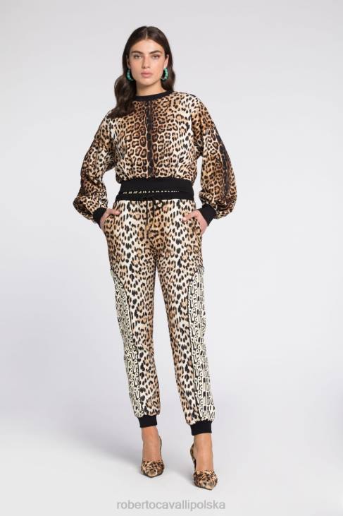 odzież naturalny 6D0R296 kobiety Roberto Cavalli Bawełniana bluza z nadrukiem wolności