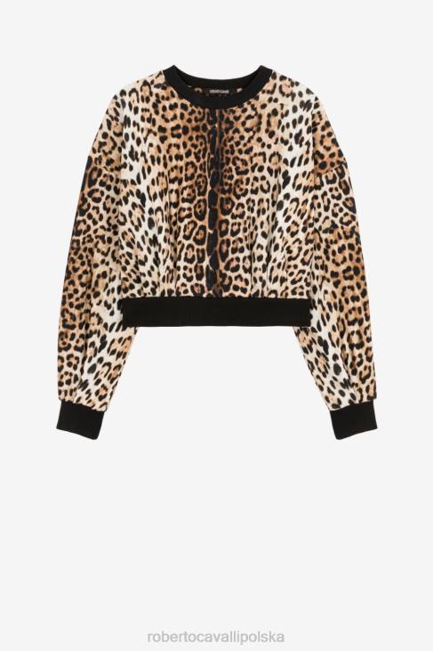 odzież naturalny 6D0R297 kobiety Roberto Cavalli Bawełniana bluza z nadrukiem jaguara