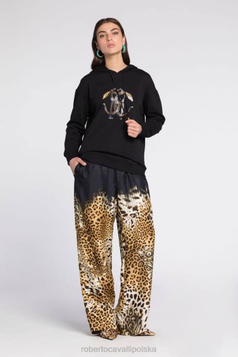 odzież naturalny 6D0R297 kobiety Roberto Cavalli Bawełniana bluza z nadrukiem jaguara