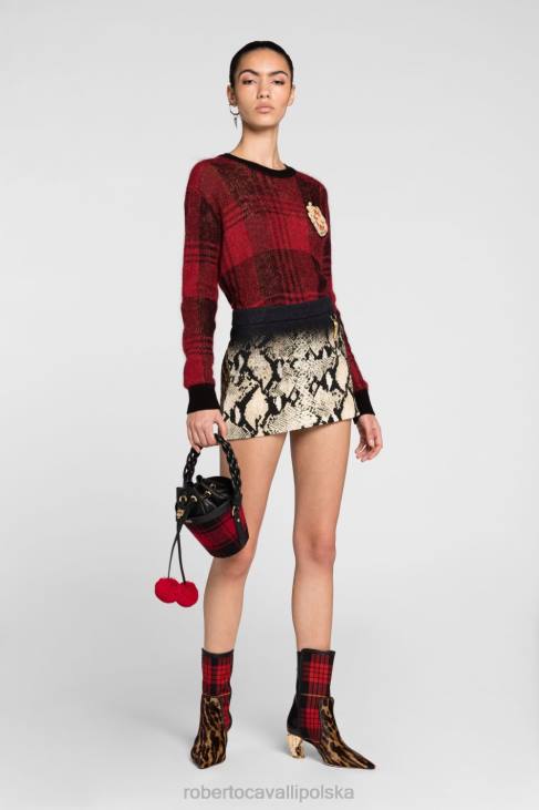 odzież wojskowy 6D0R312 kobiety Roberto Cavalli Bawełniana bluza z nadrukiem Pythona