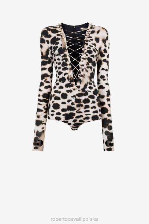 odzież moda 6D0R186 kobiety Roberto Cavalli Body w panterkę