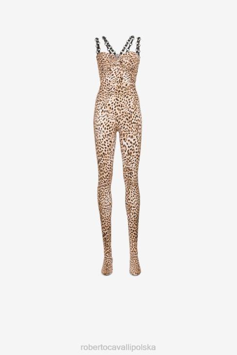 odzież naturalny 6D0R45 kobiety Roberto Cavalli Body we wzór geparda
