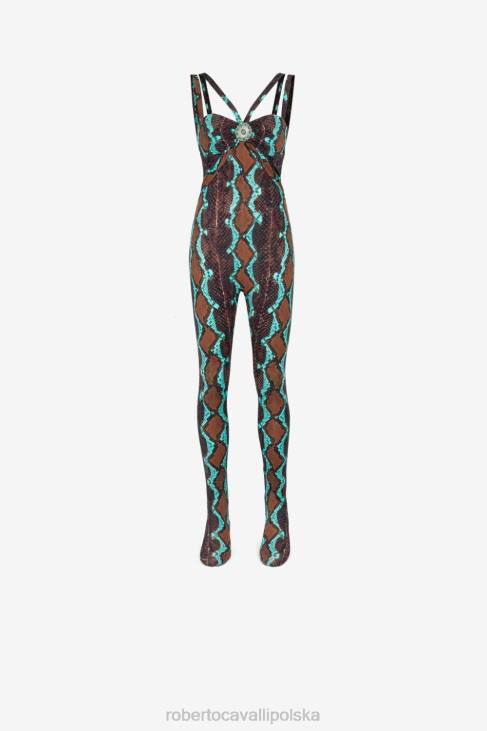 odzież t0778 6D0R9 kobiety Roberto Cavalli kombinezon we wzór wężowej skóry