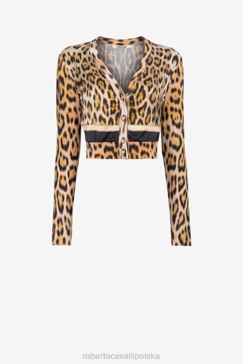 odzież elegancki 6D0R305 kobiety Roberto Cavalli Krótki kardigan w panterkę