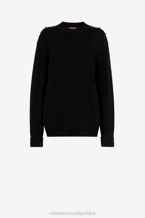 odzież moda 6D0R299 kobiety Roberto Cavalli Sweter z okrągłym dekoltem, ozdobiony ćwiekami