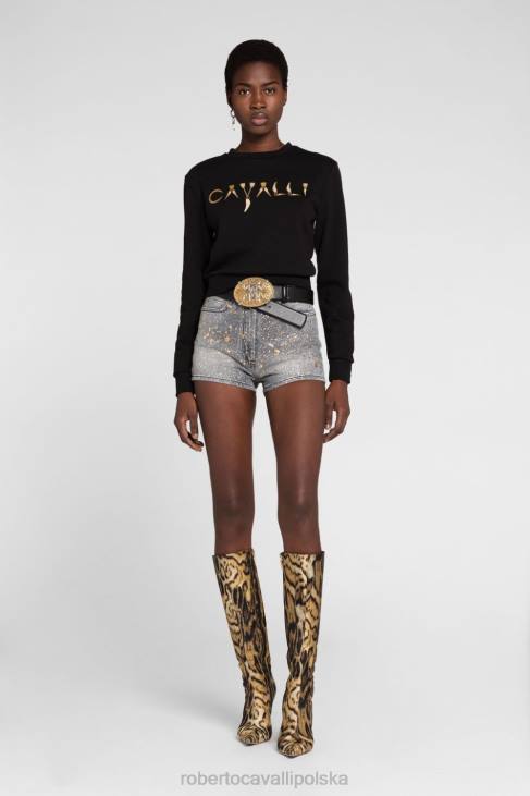 odzież wielobarwność 6D0R313 kobiety Roberto Cavalli sweterek w kratę