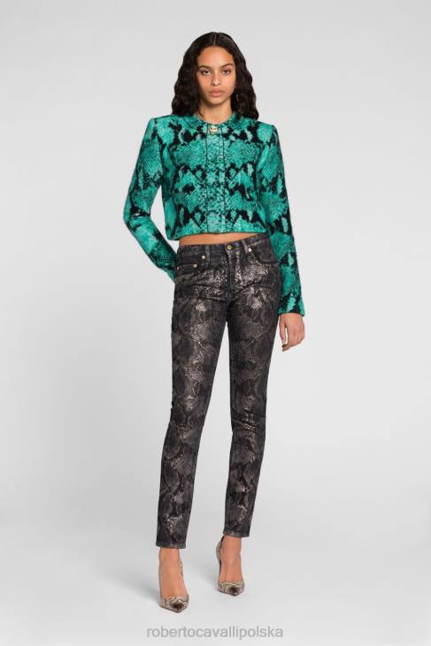 odzież czarny 6D0R399 kobiety Roberto Cavalli wyblakłe, rozkloszowane dżinsy