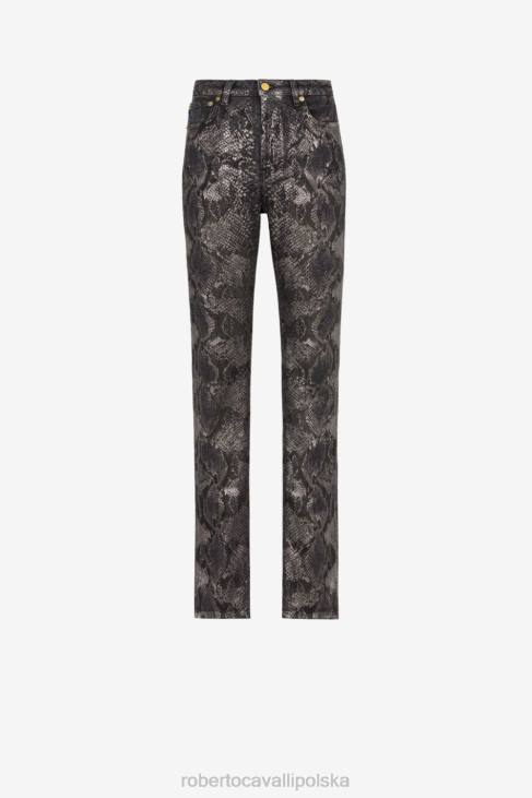 odzież czarny 6D0R400 kobiety Roberto Cavalli Dżinsy slim fit z nadrukiem Pythona