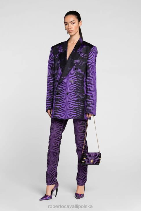 odzież elegancki 6D0R396 kobiety Roberto Cavalli Dżinsy slim-fit ze zwierzęcymi patchworkowymi aplikacjami