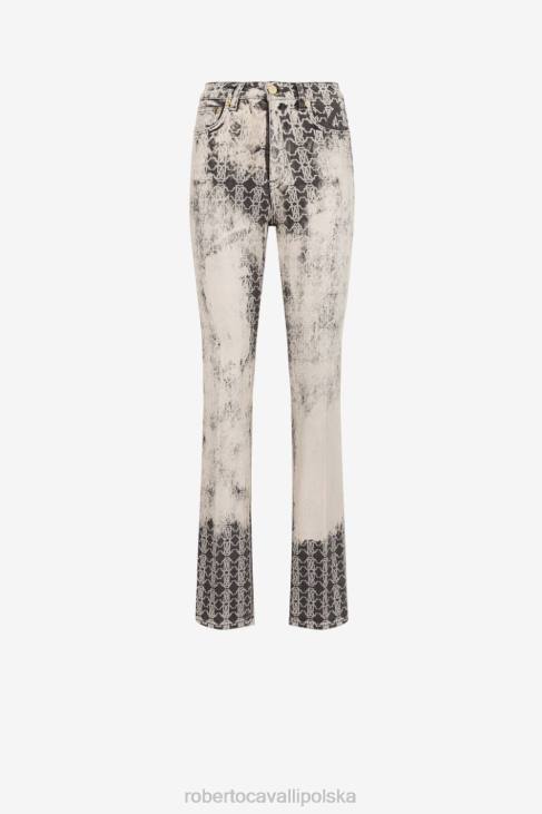 odzież elegancki 6D0R401 kobiety Roberto Cavalli Dżinsy z prostymi nogawkami i nadrukiem monogramu rc