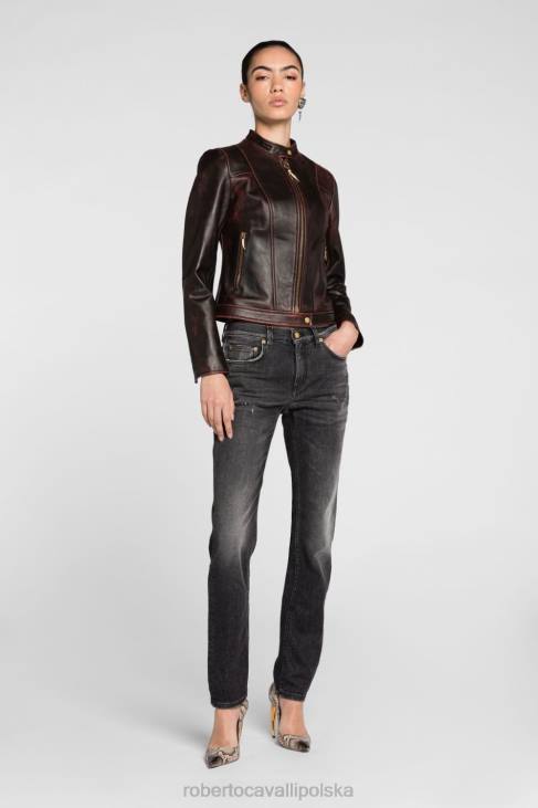 odzież fioletowy 6D0R397 kobiety Roberto Cavalli Dżinsy slim fit w zebrę