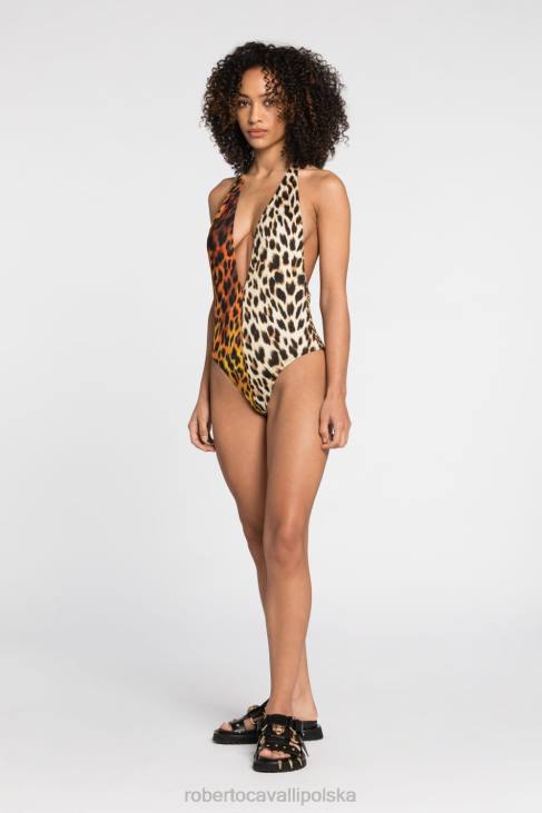 odzież elegancki 6D0R378 kobiety Roberto Cavalli Jedwabny kaftan we wzór jaguara