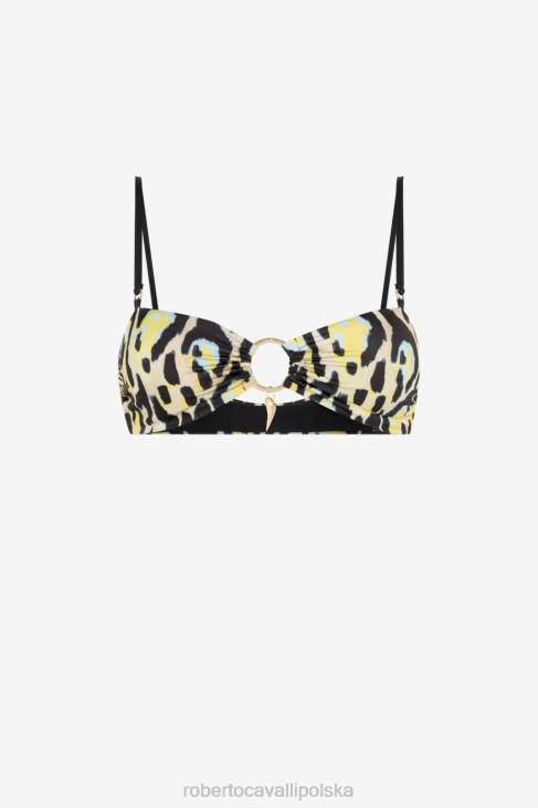 odzież moda 6D0R351 kobiety Roberto Cavalli Góra od bikini we wzór jaguara