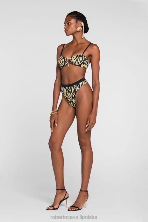 odzież moda 6D0R351 kobiety Roberto Cavalli Góra od bikini we wzór jaguara