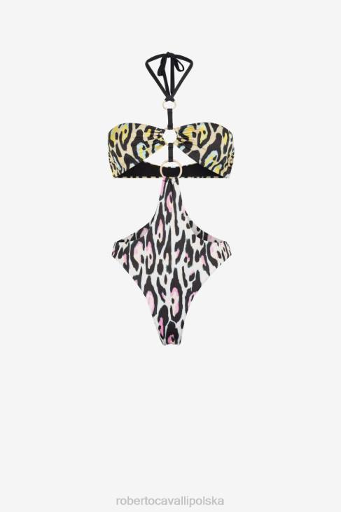 odzież moda 6D0R371 kobiety Roberto Cavalli kostium kąpielowy z wycięciem w panterkę