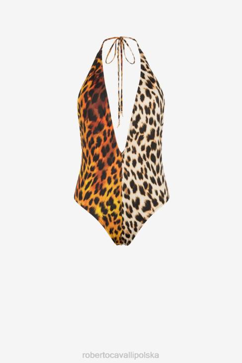 odzież moda 6D0R379 kobiety Roberto Cavalli Strój kąpielowy z dekoltem w kształcie jaguara i lamparta