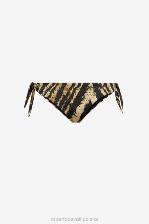odzież moda 6D0R384 kobiety Roberto Cavalli Majtki bikini ze swobodnym nadrukiem ozdobione kryształkami