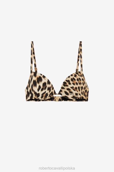 odzież naturalny 6D0R385 kobiety Roberto Cavalli Góra od bikini w panterkę