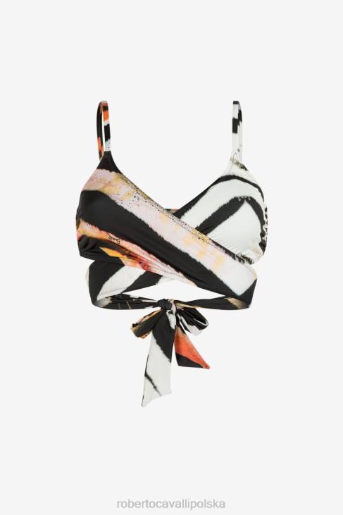 odzież ognisty/czarny 6D0R382 kobiety Roberto Cavalli Kopertowa góra od bikini we wzór zebry