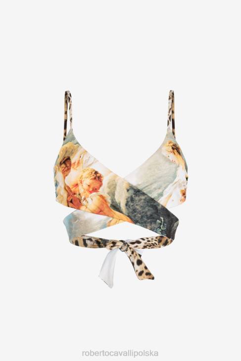 odzież wielobarwność 6D0R344 kobiety Roberto Cavalli Kopertowy top od bikini z nadrukiem malarskim