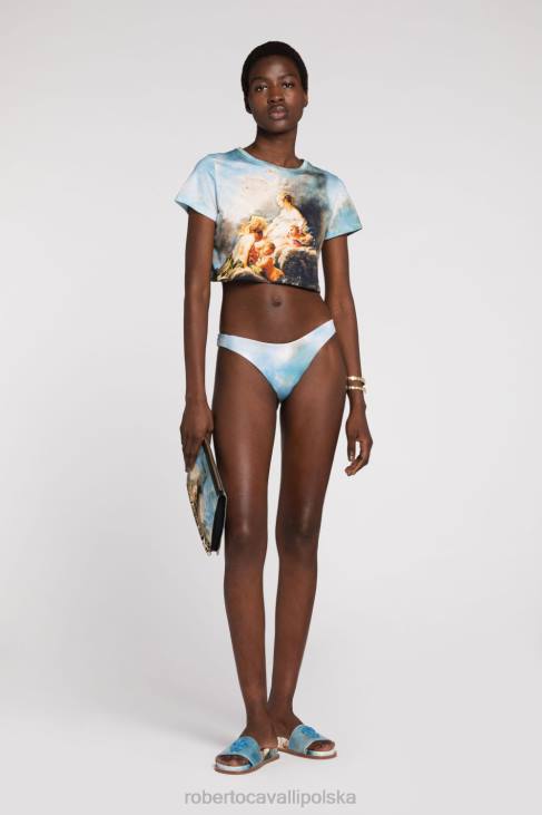 odzież wielobarwność 6D0R344 kobiety Roberto Cavalli Kopertowy top od bikini z nadrukiem malarskim