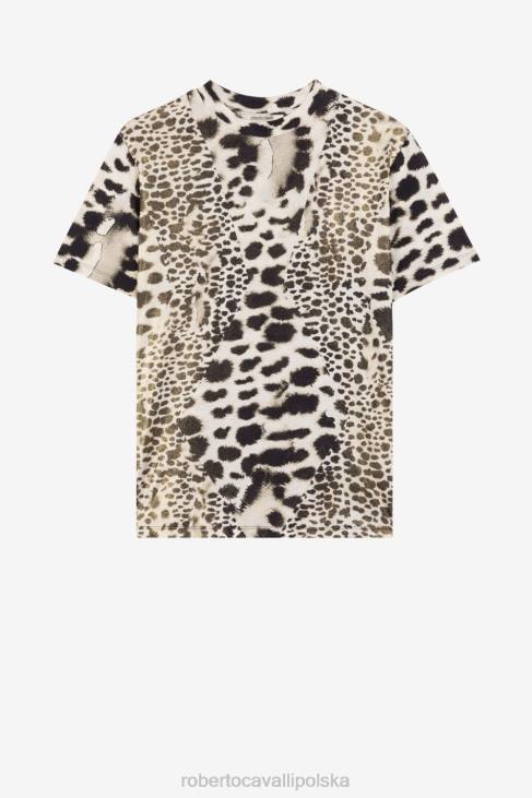 odzież moda 6D0R189 kobiety Roberto Cavalli Bawełniana koszulka z nadrukiem Murena