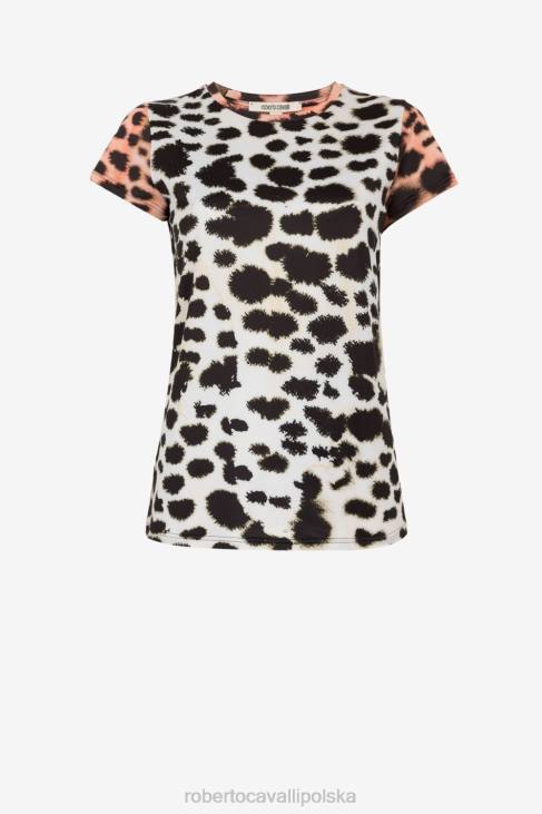odzież moda 6D0R194 kobiety Roberto Cavalli koszulka w panterkę
